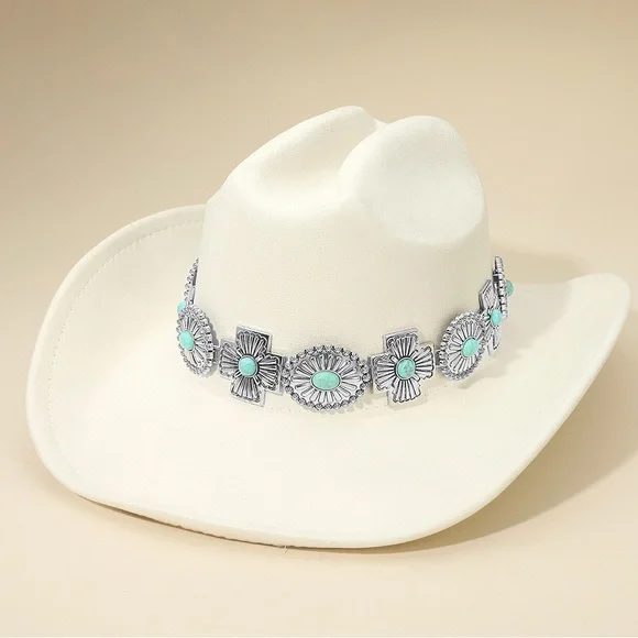 Unisex Brown Rugged Steerhead Accent Band Western Cowboy Hat - Picture 7 of 8